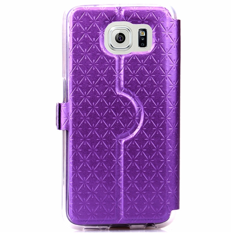 For Galaxy S6 / G920 Diamond Pattern Flip Leather Case with Card Slots & Holder