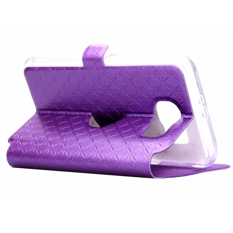 For Galaxy S6 / G920 Diamond Pattern Flip Leather Case with Card Slots & Holder