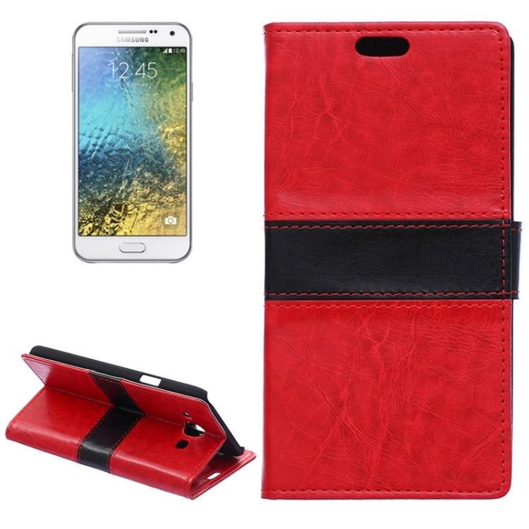 Color Matching Flip Leather Case with Holder & Card Slots & Wallet for Galaxy E5 / E500