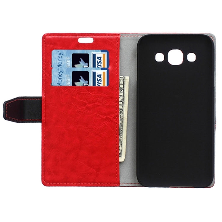 Color Matching Flip Leather Case with Holder & Card Slots & Wallet for Galaxy E5 / E500