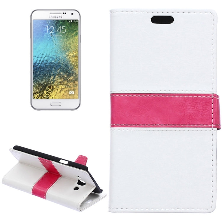 Color Matching Flip Leather Case with Holder & Card Slots & Wallet for Galaxy E5 / E500