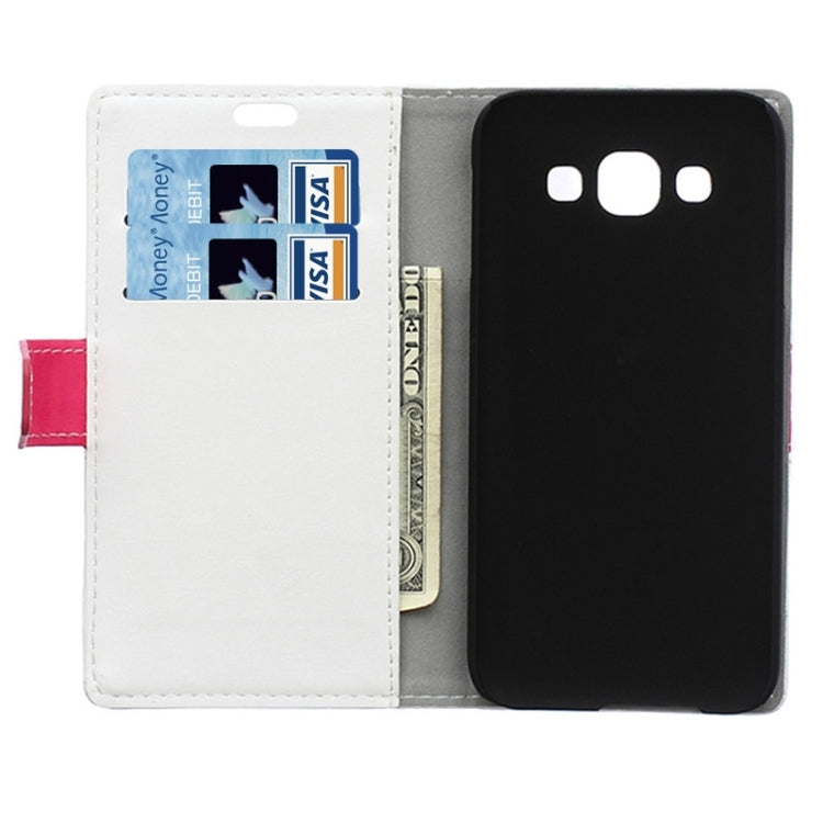 Color Matching Flip Leather Case with Holder & Card Slots & Wallet for Galaxy E5 / E500