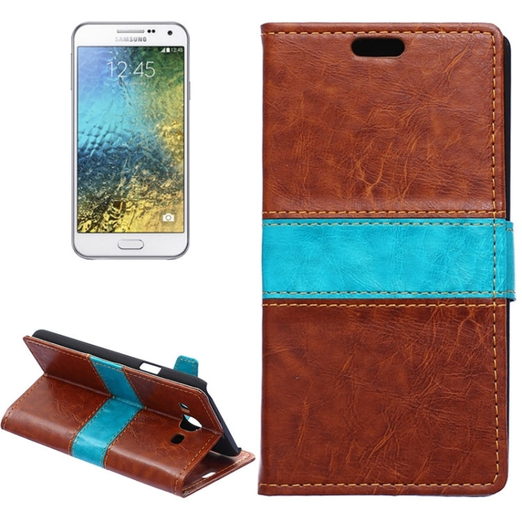 Color Matching Flip Leather Case with Holder & Card Slots & Wallet for Galaxy E5 / E500