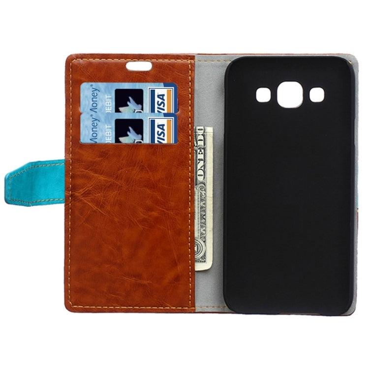 Color Matching Flip Leather Case with Holder & Card Slots & Wallet for Galaxy E5 / E500