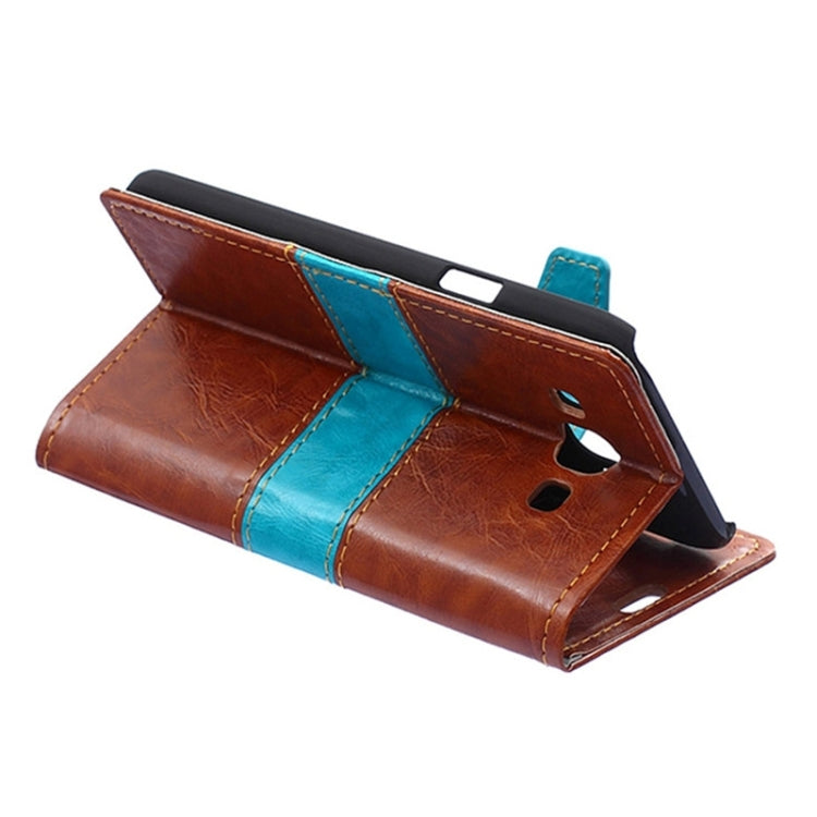 Color Matching Flip Leather Case with Holder & Card Slots & Wallet for Galaxy E5 / E500