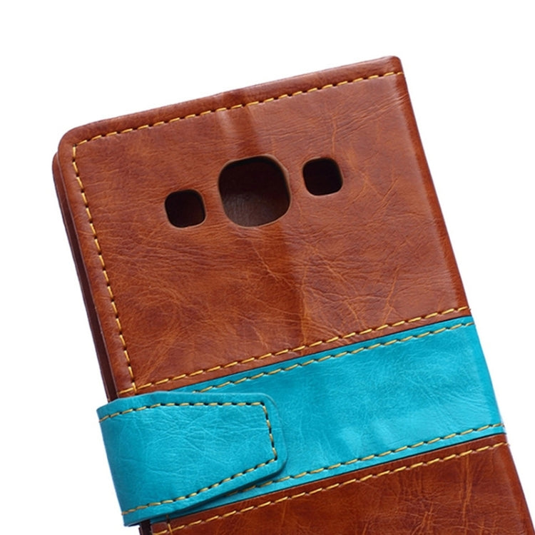 Color Matching Flip Leather Case with Holder & Card Slots & Wallet for Galaxy E5 / E500