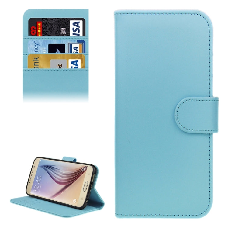 For Galaxy S6 Plain Weave Horizontal Flip Leather Case with Holder & Card Slot & Wallet