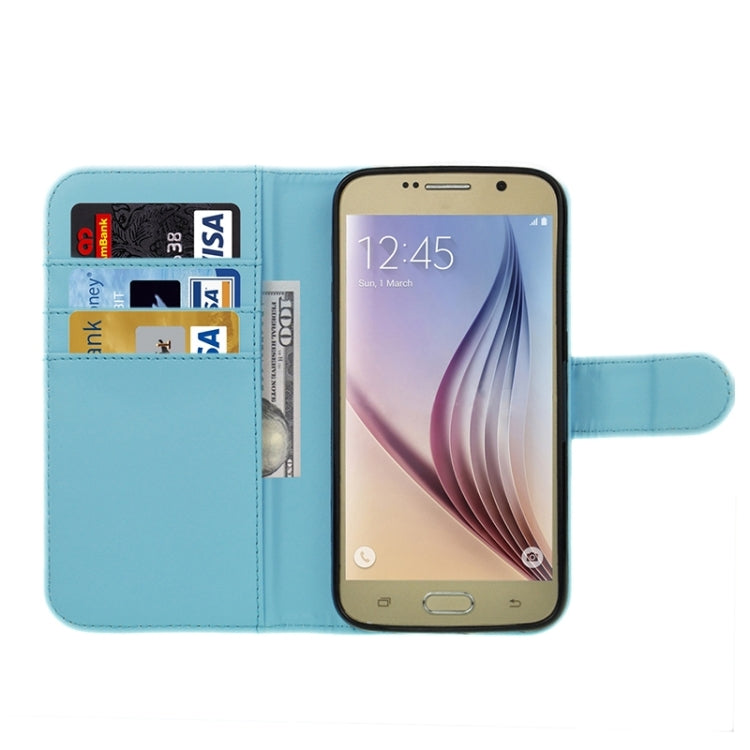 For Galaxy S6 Plain Weave Horizontal Flip Leather Case with Holder & Card Slot & Wallet