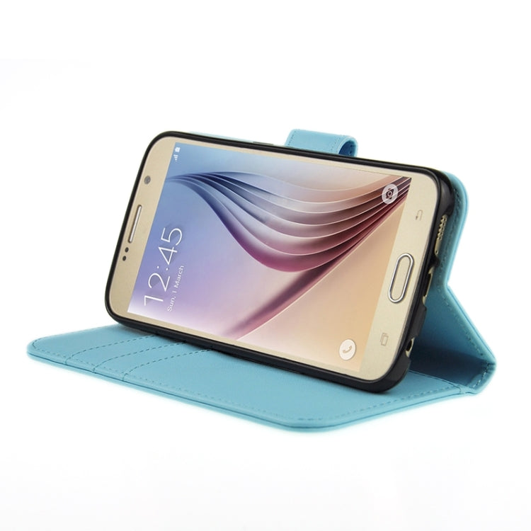 For Galaxy S6 Plain Weave Horizontal Flip Leather Case with Holder & Card Slot & Wallet