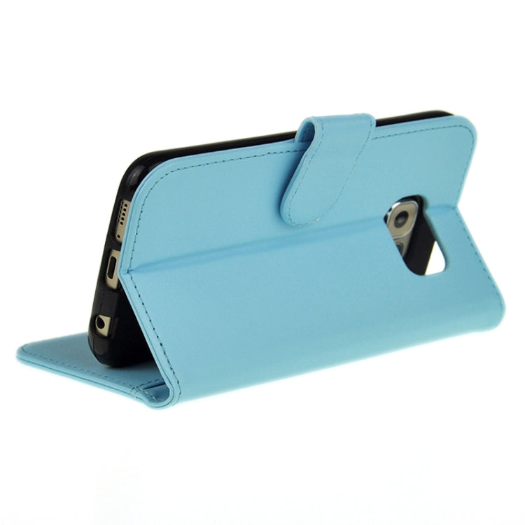 For Galaxy S6 Plain Weave Horizontal Flip Leather Case with Holder & Card Slot & Wallet