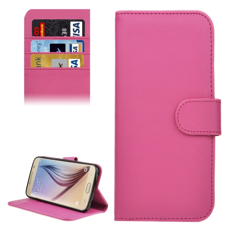 For Galaxy S6 Plain Weave Horizontal Flip Leather Case with Holder & Card Slot & Wallet