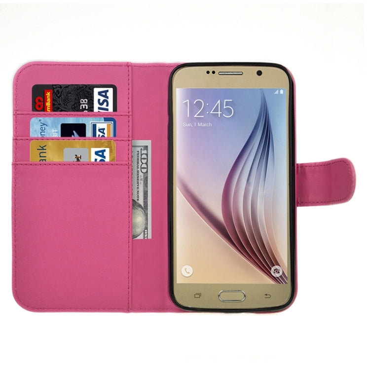 For Galaxy S6 Plain Weave Horizontal Flip Leather Case with Holder & Card Slot & Wallet