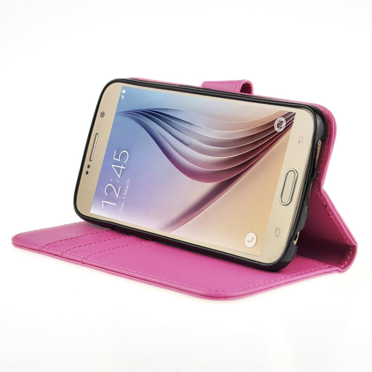 For Galaxy S6 Plain Weave Horizontal Flip Leather Case with Holder & Card Slot & Wallet
