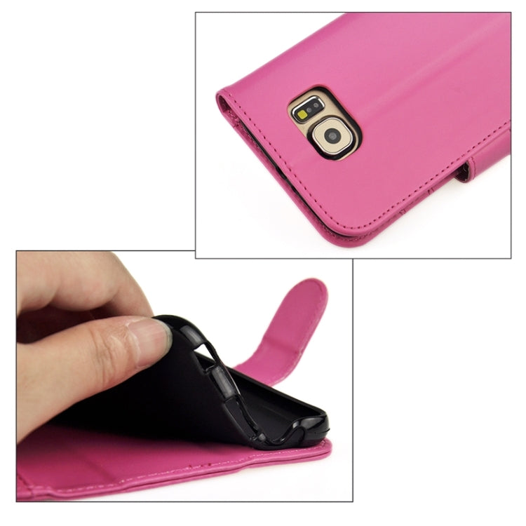 For Galaxy S6 Plain Weave Horizontal Flip Leather Case with Holder & Card Slot & Wallet