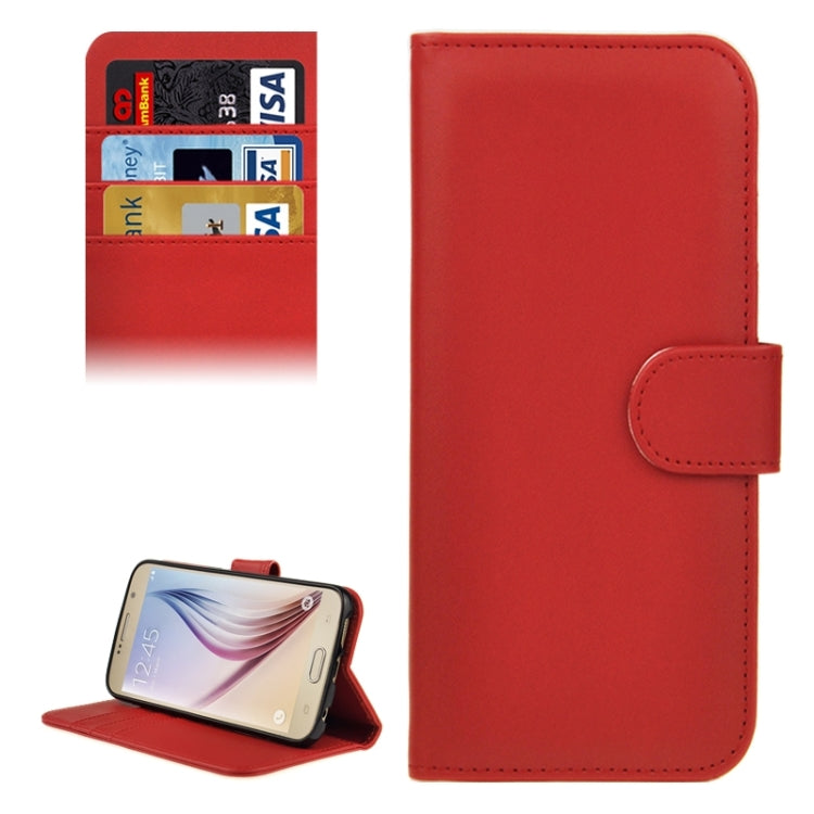 For Galaxy S6 Plain Weave Horizontal Flip Leather Case with Holder & Card Slot & Wallet