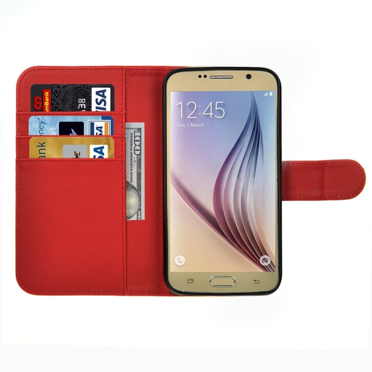 For Galaxy S6 Plain Weave Horizontal Flip Leather Case with Holder & Card Slot & Wallet