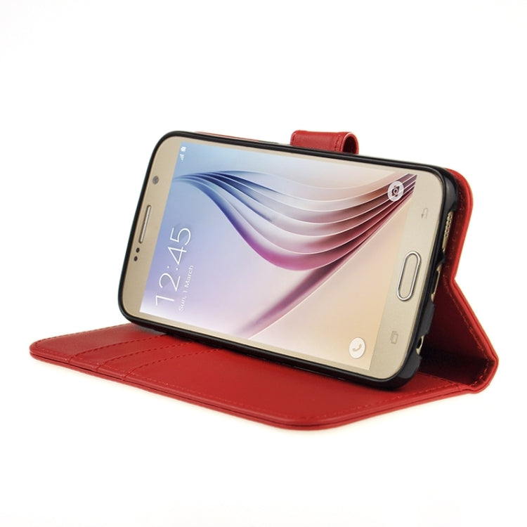 For Galaxy S6 Plain Weave Horizontal Flip Leather Case with Holder & Card Slot & Wallet