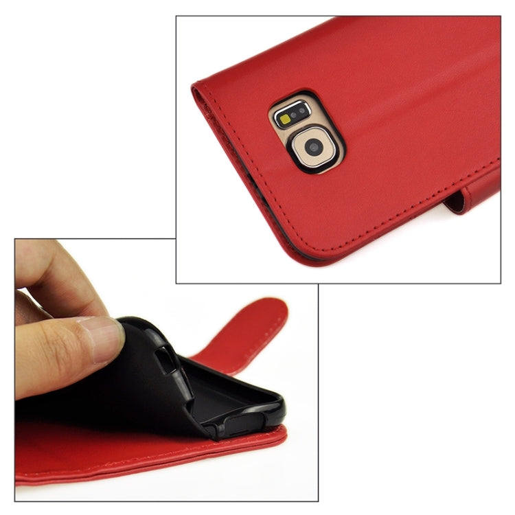 For Galaxy S6 Plain Weave Horizontal Flip Leather Case with Holder & Card Slot & Wallet