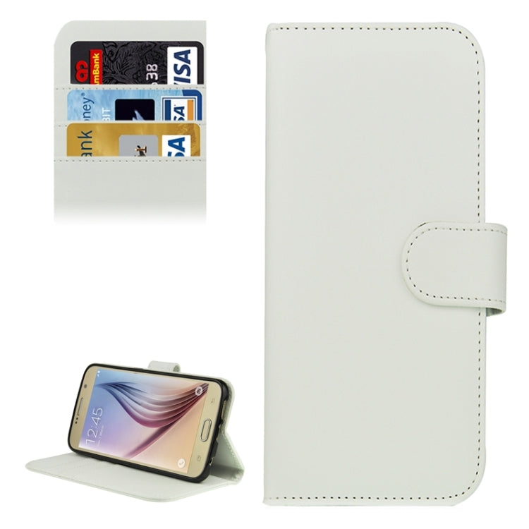 For Galaxy S6 Plain Weave Horizontal Flip Leather Case with Holder & Card Slot & Wallet