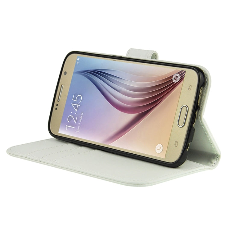 For Galaxy S6 Plain Weave Horizontal Flip Leather Case with Holder & Card Slot & Wallet
