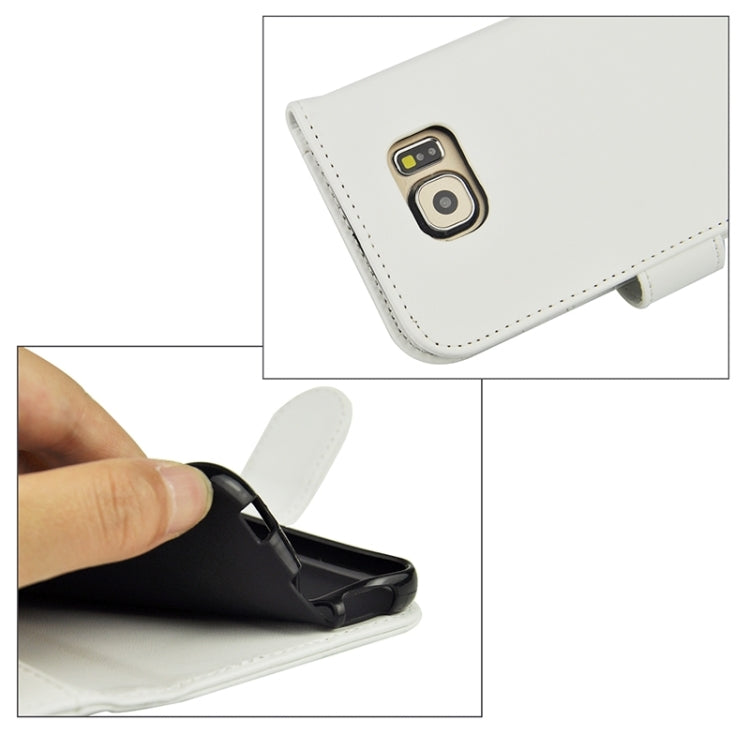 For Galaxy S6 Plain Weave Horizontal Flip Leather Case with Holder & Card Slot & Wallet