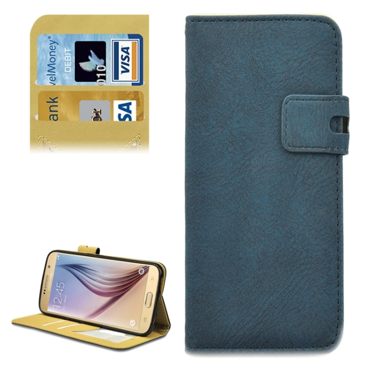 For Galaxy S6 Scrub Feel Magnetic Buckle Horizontal Flip Leather Case with Holder & Card Slot & Wallet