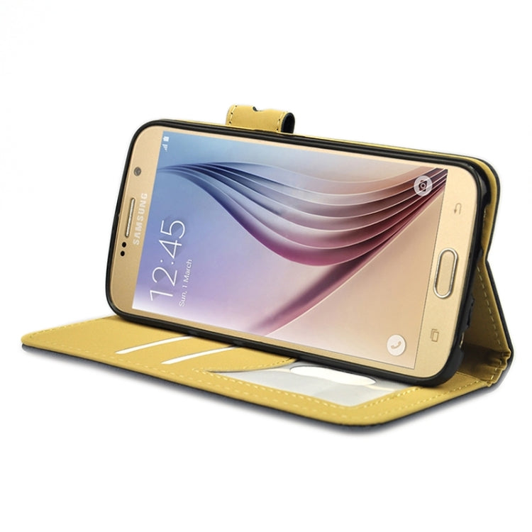 For Galaxy S6 Scrub Feel Magnetic Buckle Horizontal Flip Leather Case with Holder & Card Slot & Wallet