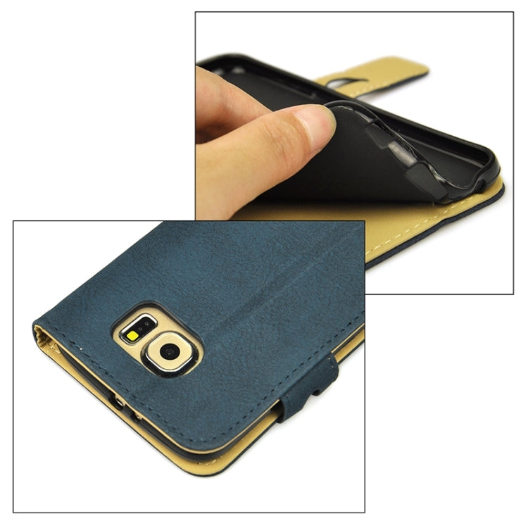 For Galaxy S6 Scrub Feel Magnetic Buckle Horizontal Flip Leather Case with Holder & Card Slot & Wallet