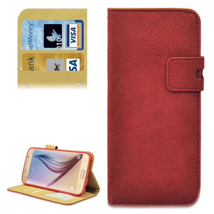 For Galaxy S6 Scrub Feel Magnetic Buckle Horizontal Flip Leather Case with Holder & Card Slot & Wallet