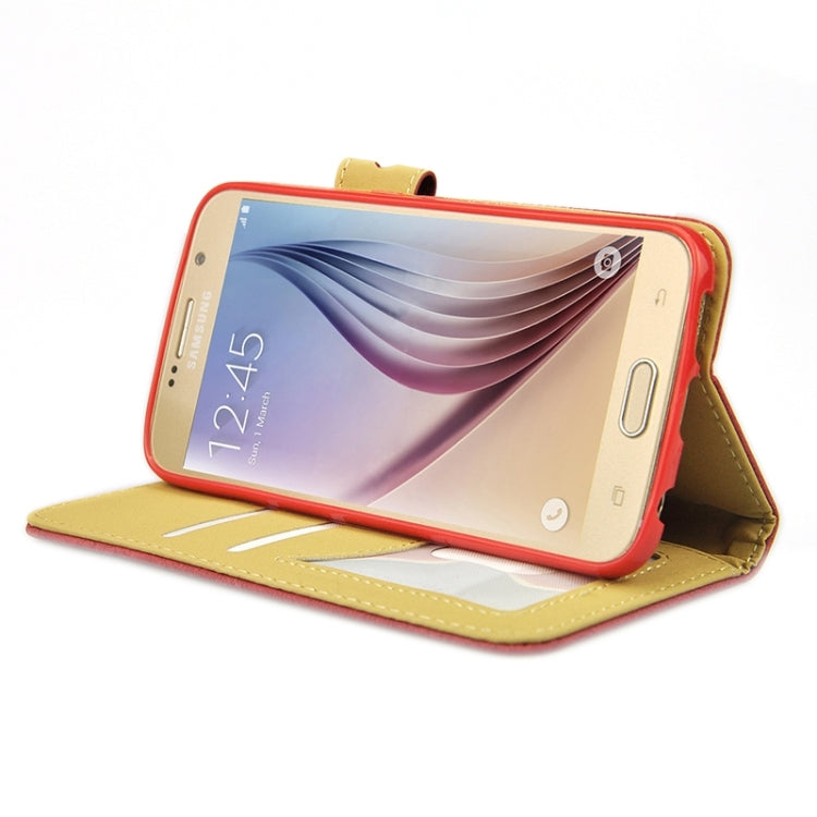 For Galaxy S6 Scrub Feel Magnetic Buckle Horizontal Flip Leather Case with Holder & Card Slot & Wallet
