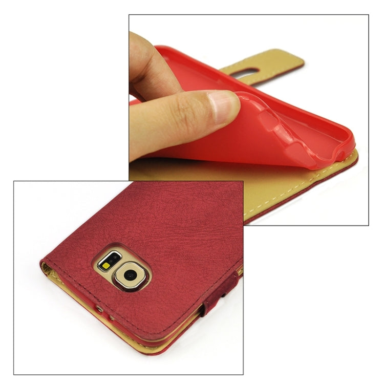For Galaxy S6 Scrub Feel Magnetic Buckle Horizontal Flip Leather Case with Holder & Card Slot & Wallet
