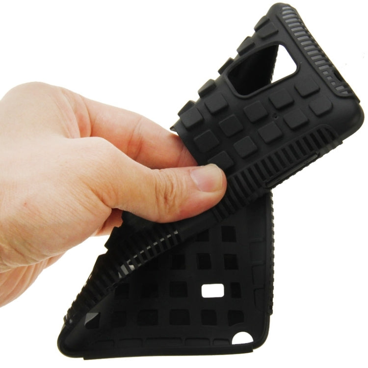 Grid Texture Plastics + TPU Combination Case with Holder for Galaxy Note 4 / N910