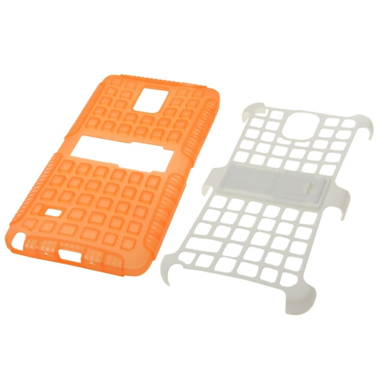 Grid Texture Plastics + TPU Combination Case with Holder for Galaxy Note 4 / N910