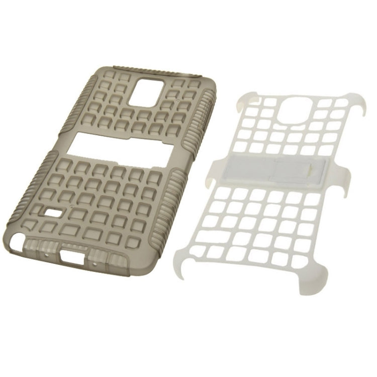 Grid Texture Plastics + TPU Combination Case with Holder for Galaxy Note 4 / N910
