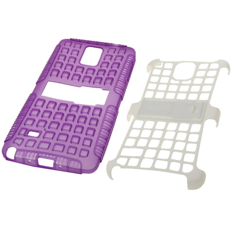 Grid Texture Plastics + TPU Combination Case with Holder for Galaxy Note 4 / N910