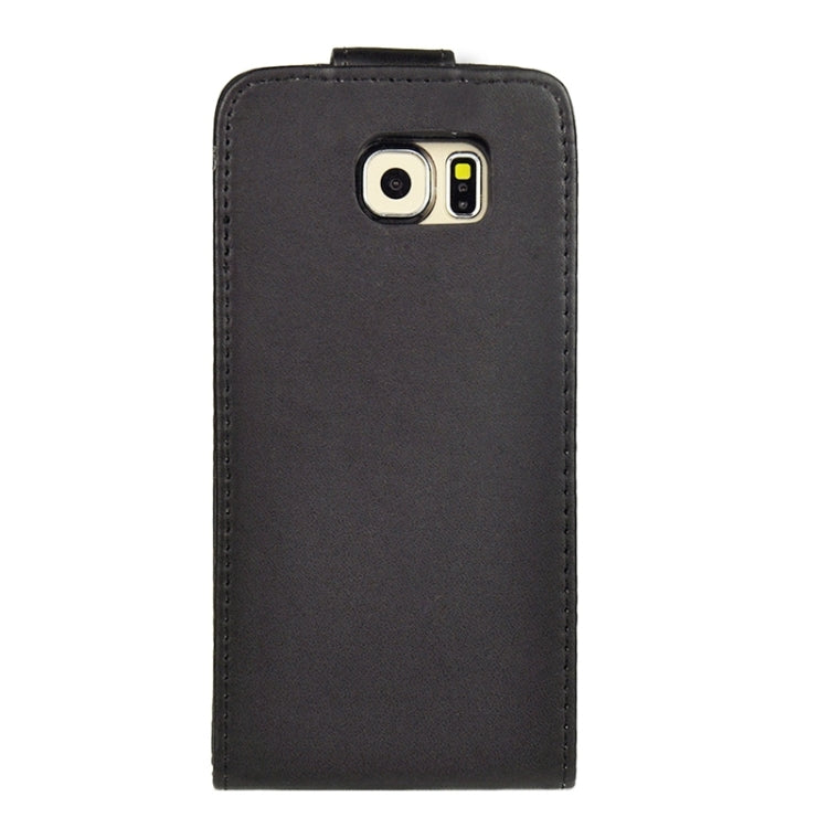 For Galaxy S6 / G920 Plain Weave Vertical Flip Magnetic Button Leather Case
