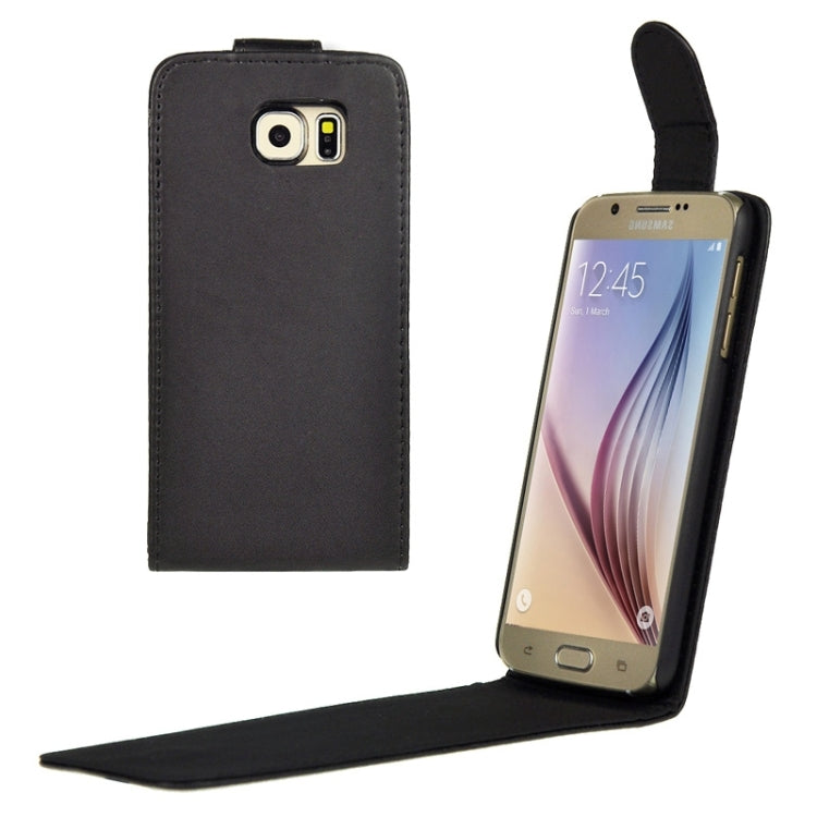 For Galaxy S6 / G920 Plain Weave Vertical Flip Magnetic Button Leather Case