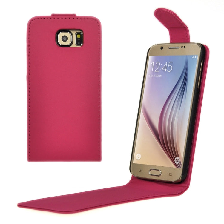 For Galaxy S6 / G920 Plain Weave Vertical Flip Magnetic Button Leather Case