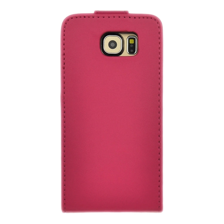 For Galaxy S6 / G920 Plain Weave Vertical Flip Magnetic Button Leather Case