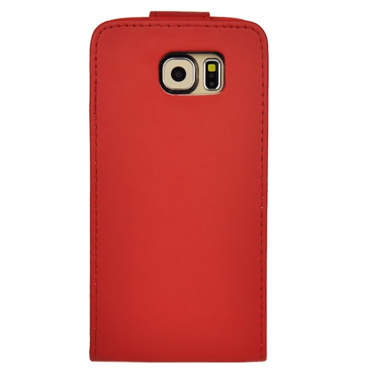 For Galaxy S6 / G920 Plain Weave Vertical Flip Magnetic Button Leather Case