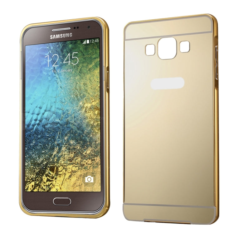 Fashionable Electroplating Push Pull Back Shell Cover + Metal Bumper Frame for Galaxy E7 / E700