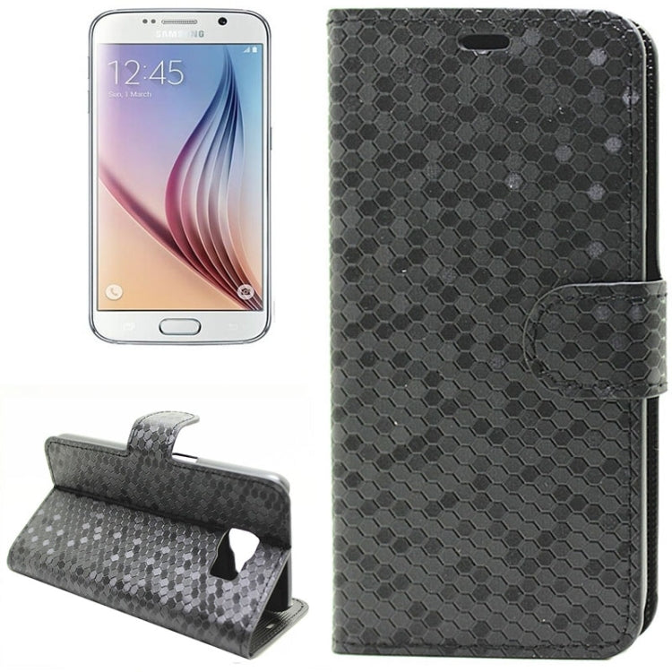Diamond Texture Horizontal Flip Magnetic Buckle Leather Case with Card Slots & Holder for Galaxy S6