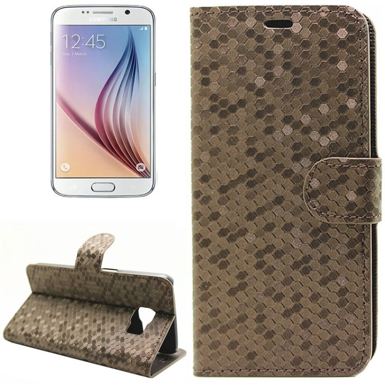Diamond Texture Horizontal Flip Magnetic Buckle Leather Case with Card Slots & Holder for Galaxy S6