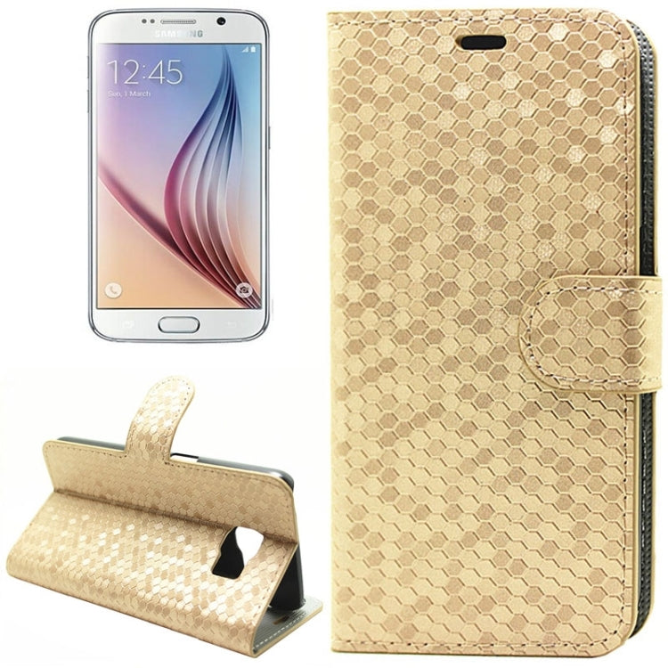 Diamond Texture Horizontal Flip Magnetic Buckle Leather Case with Card Slots & Holder for Galaxy S6