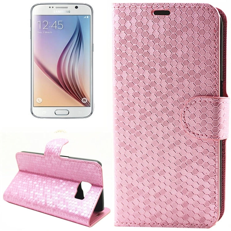 Diamond Texture Horizontal Flip Magnetic Buckle Leather Case with Card Slots & Holder for Galaxy S6