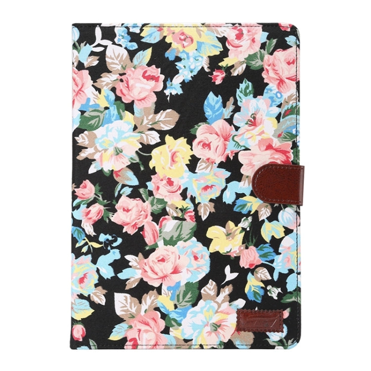 Flower Cloth Leather Case with Holder & Card Slots & Wallet for Galaxy Tab A 9.7 / T550(Black)