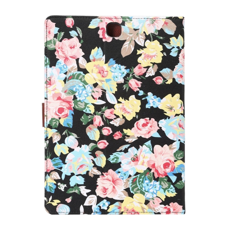 Flower Cloth Leather Case with Holder & Card Slots & Wallet for Galaxy Tab A 9.7 / T550(Black)