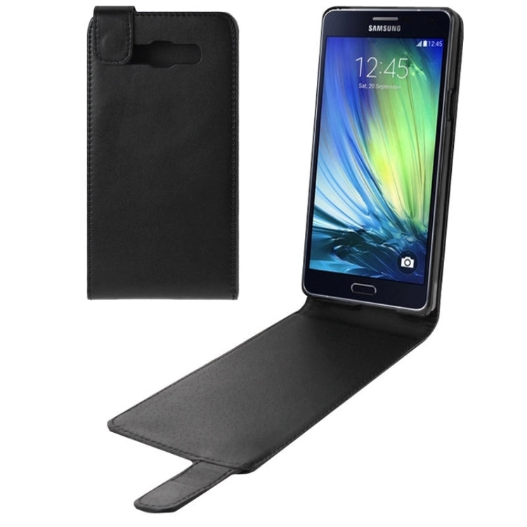Vertical Flip Magnetic Snap Leather Case for Galaxy A7 / A700(Black)