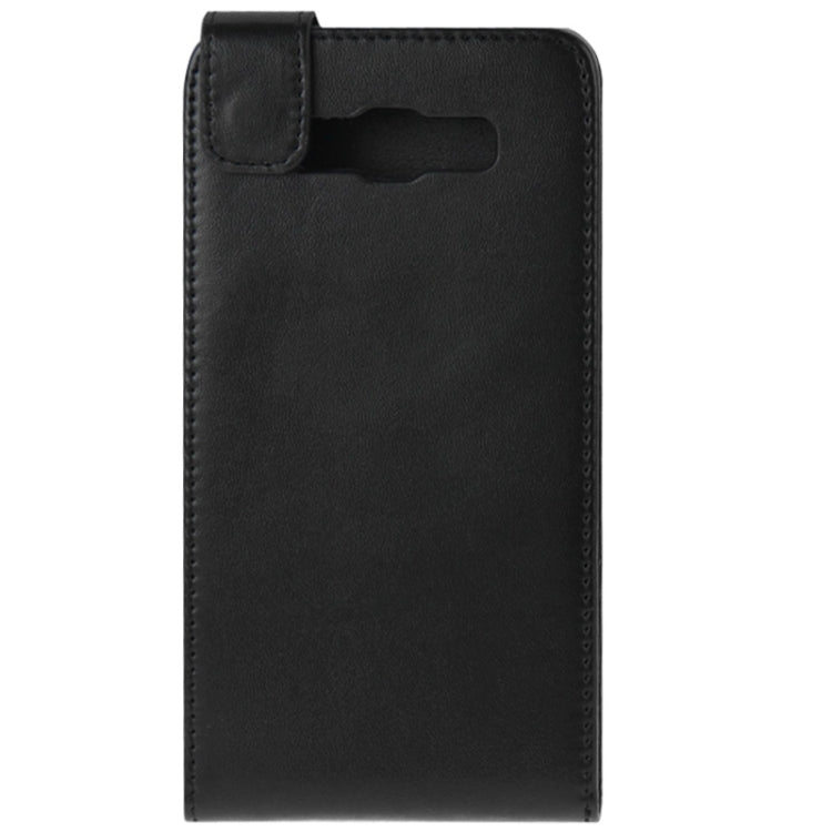 Vertical Flip Magnetic Snap Leather Case for Galaxy A7 / A700(Black)