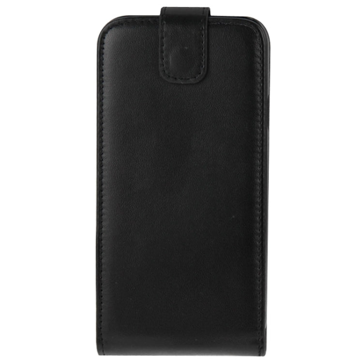 Vertical Flip Magnetic Snap Leather Case for Galaxy E5 / E500(Black)